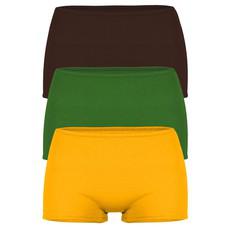 set of 3 organic panties Erna Field: Brown, verde, saffron via Frija Omina