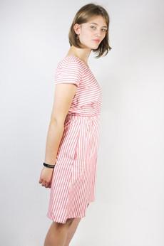 Organic dress Somrig, summer stripes red / white via Frija Omina