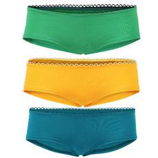 Bio hipster panties set: Saffron, teal, green via Frija Omina