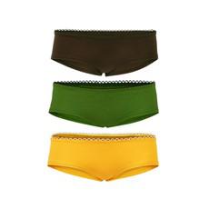 Bio hipster panties set Field: brown, verde tinged, saffron via Frija Omina