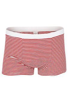 Organic men’s trunk boxer shorts, stripes red-white via Frija Omina