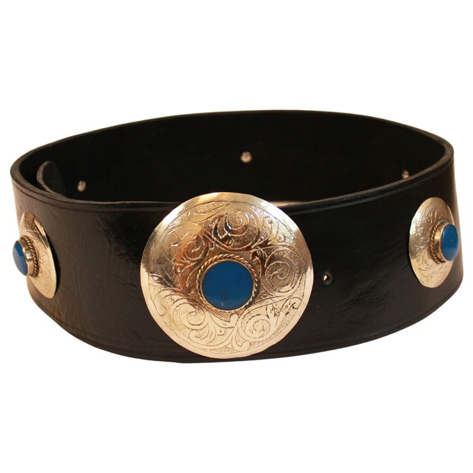 Black Leather Belt with Metal Details from Abury