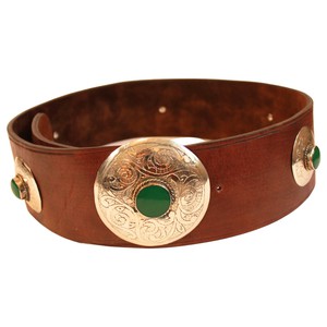 Brown Leather Belt with Metal Details from Abury