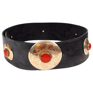 Black Leather Belt with Metal Details from Abury