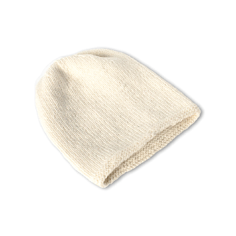 Hand-knitted Wool Beanie in Ivory from Abury