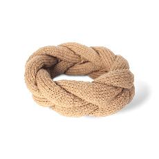 Hand-knitted Wool Headband in Light Brown via Abury