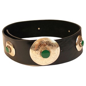 Black Leather Belt with Metal Details from Abury