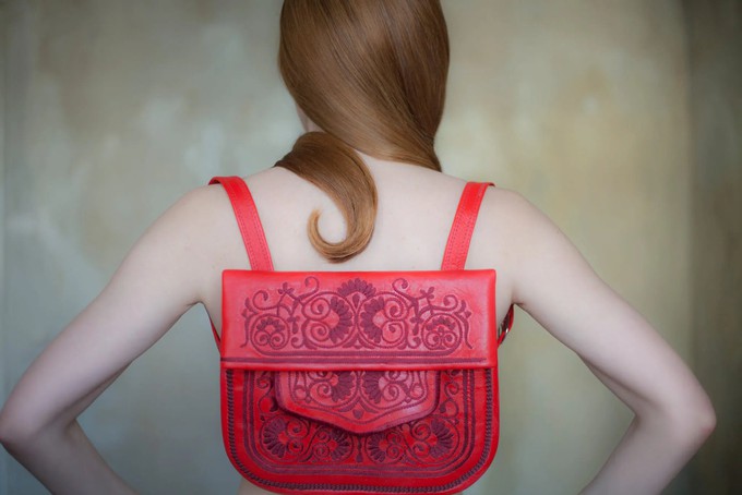 Embroidered Leather Berber Bag from Abury