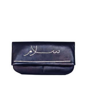 Embroidered Leather Peace Clutch from Abury