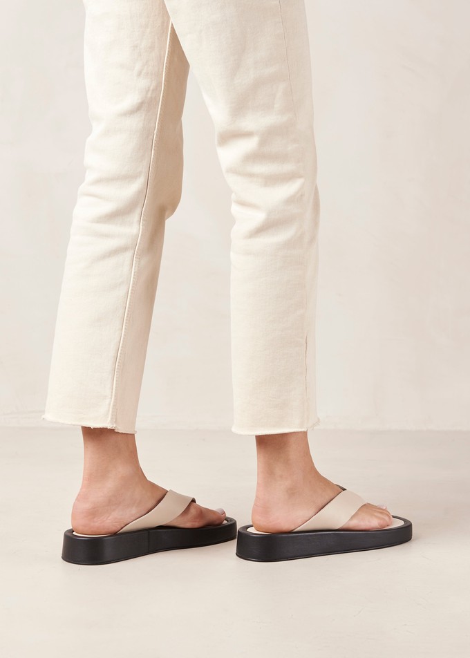Overcast Cream Leather Sandals from Alohas