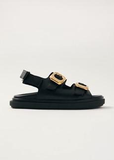 Daria Black Leather Sandals via Alohas