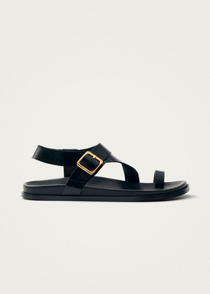 Siren Onix Black Leather Sandals from Alohas