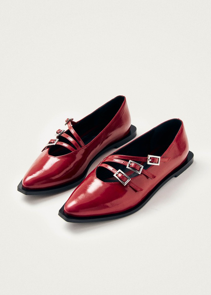 Jive Onix Red Leather Ballet Flats from Alohas