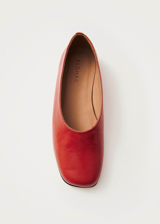 Edie Red Leather Ballet Flats from Alohas