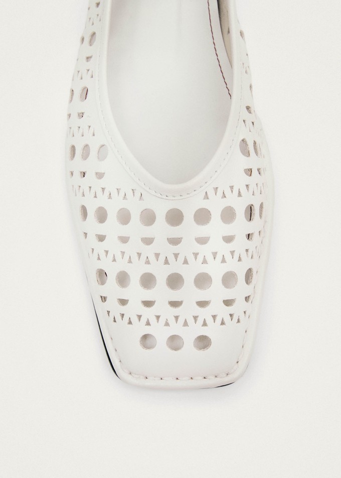 Sway Slit White Leather Ballet Flats from Alohas