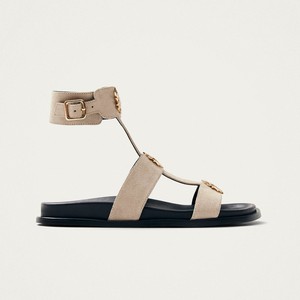 Clarisa Suede Cream Leather Sandals from Alohas