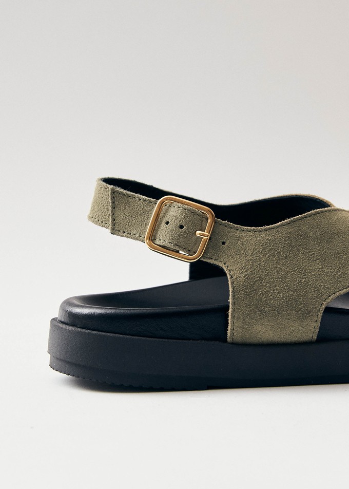 Nico Suede Khaki Leather Sandals from Alohas