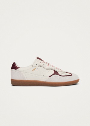 Tb.490 Rife Grain White Burgundy Leather Sneakers from Alohas