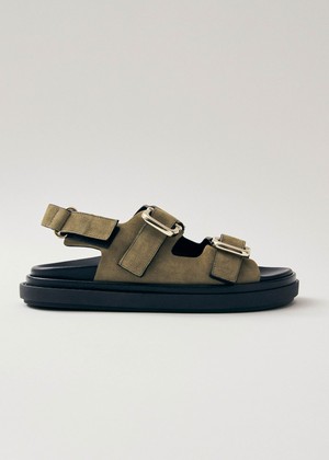 Harper Suede Khaki Leather Sandals from Alohas