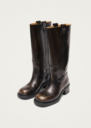 Sajan Brown Leather Boots from Alohas