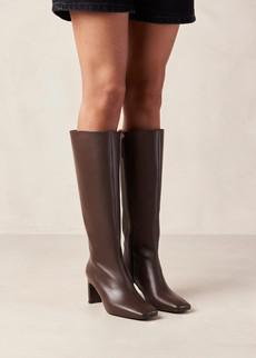 Isobel Coffee Brown Leather Boots via Alohas