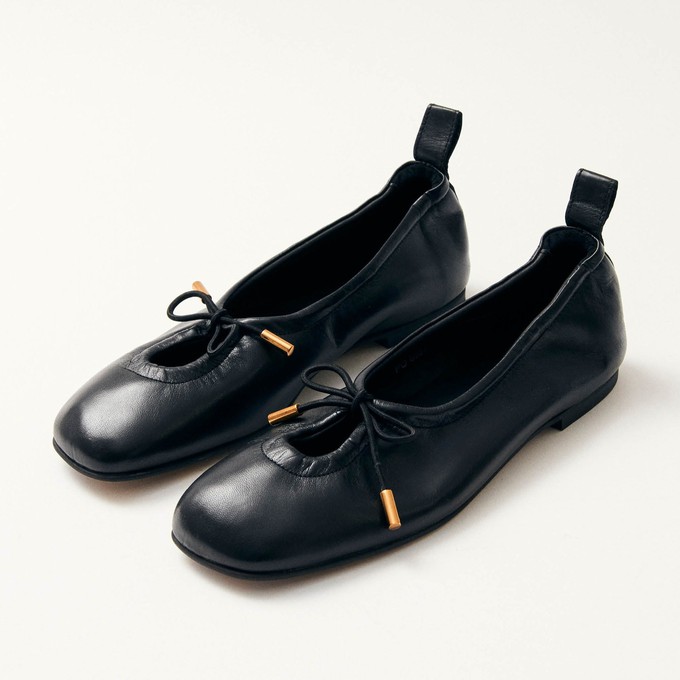 Rosalind Black Leather Ballet Flats from Alohas