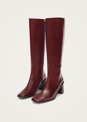 East Sleek Burgundy Leather Boots from Alohas