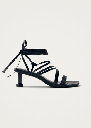 Curly Black Leather Sandals from Alohas