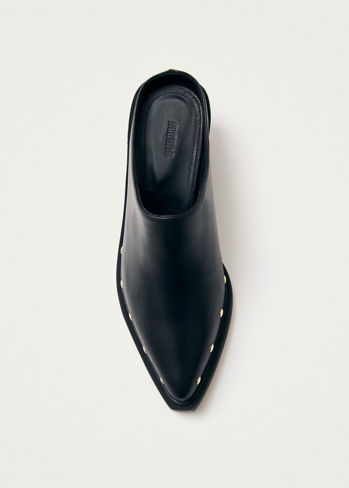 Lorenzo Black Leather Mules from Alohas