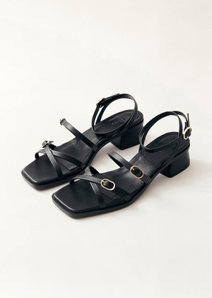 Tanya Black Vegan Leather Sandals from Alohas