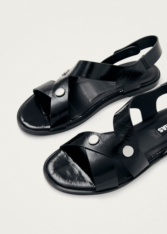 Mindy Onix Black Leather Sandals from Alohas