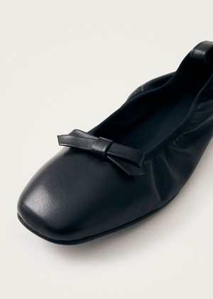 Freya Black Leather Ballet Flats from Alohas