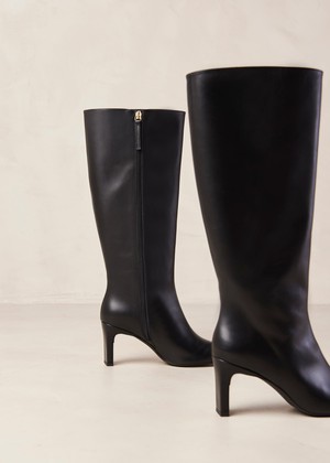 Isobel Black Leather Boots from Alohas