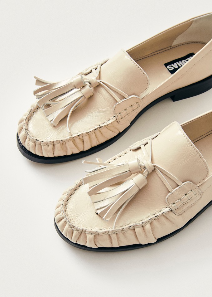 Marietta Onix Cream Leather Loafers from Alohas