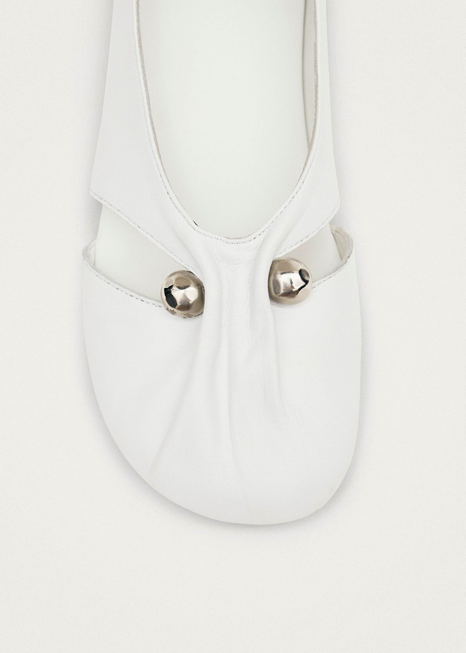 Ravena White Leather Ballet Flats from Alohas