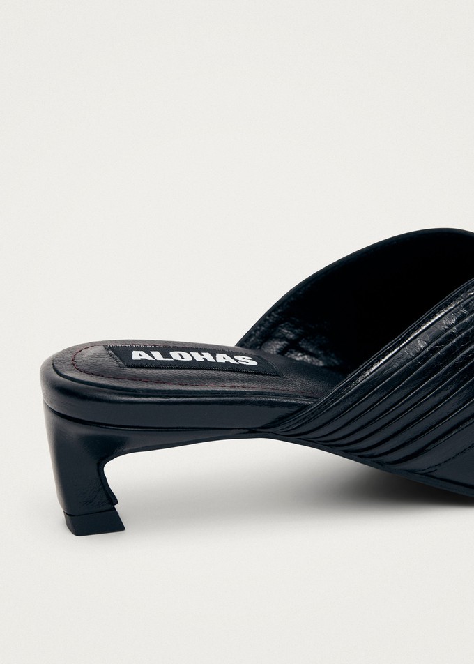 Gayle Black Leather Mules from Alohas