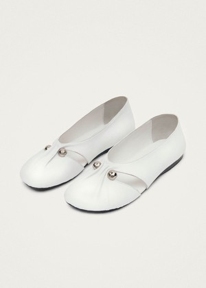 Ravena White Leather Ballet Flats from Alohas