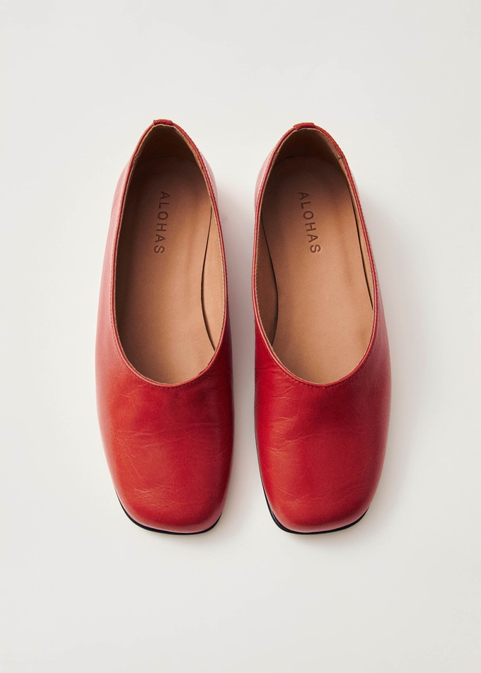 Edie Red Leather Ballet Flats from Alohas