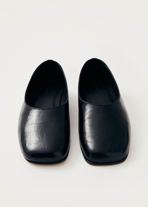 Edie Black Leather Ballet Flats from Alohas