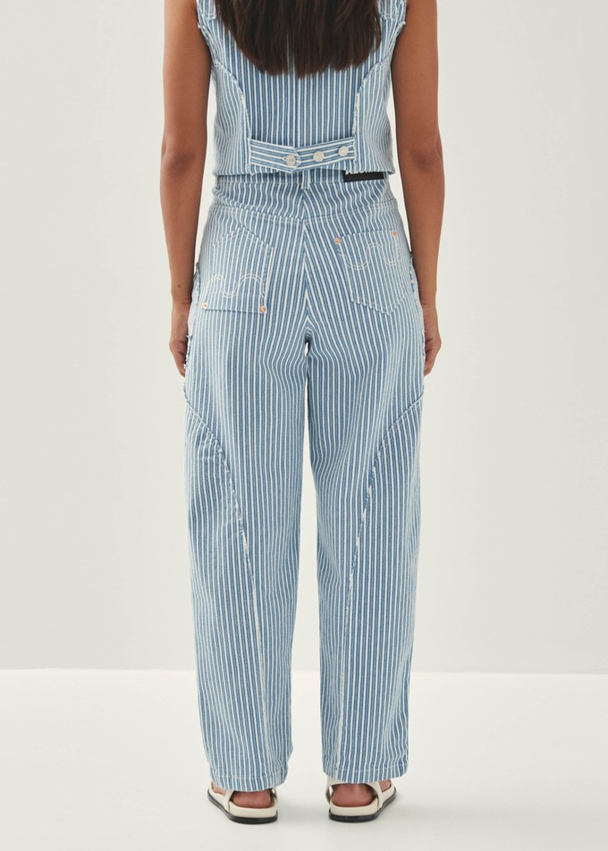 Lorenza Stripes Blue White Denim Trousers from Alohas