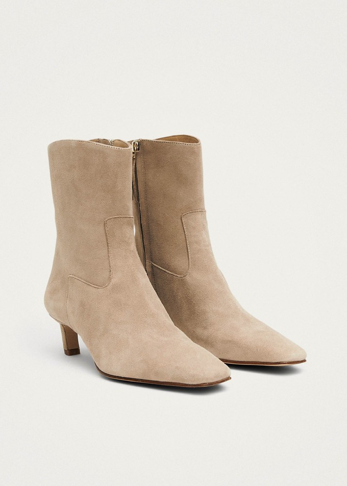 Nash Suede Beige Leather Ankle Boots from Alohas