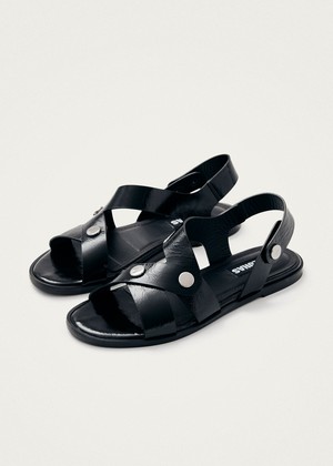 Mindy Onix Black Leather Sandals from Alohas