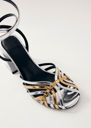 Jessa Shimmer Silver Gold Leather Sandals from Alohas