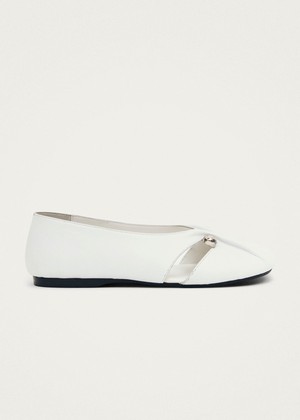 Ravena White Leather Ballet Flats from Alohas