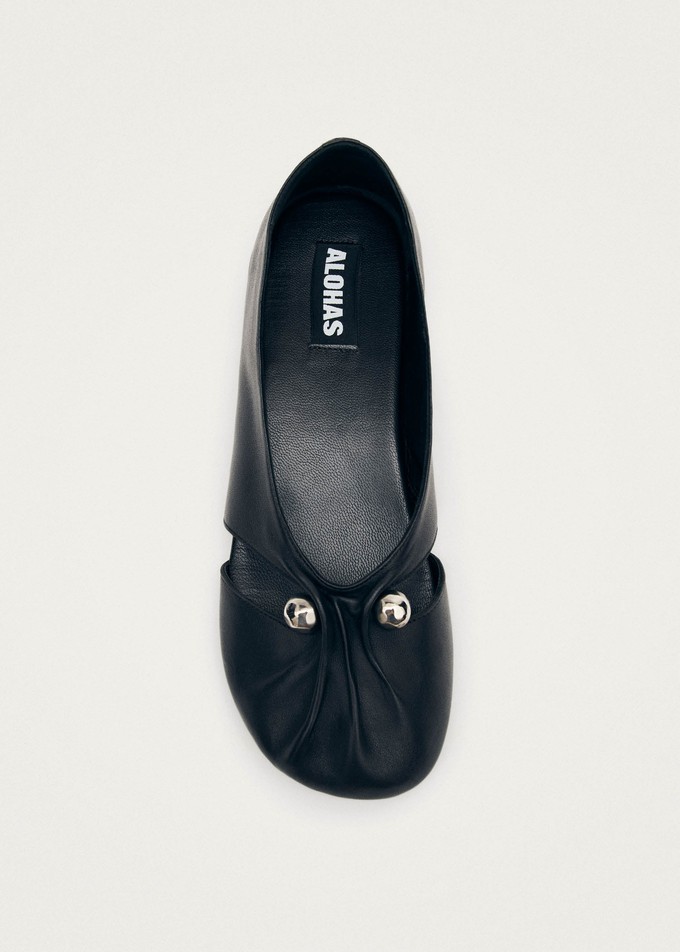 Ravena Black Leather Ballet Flats from Alohas