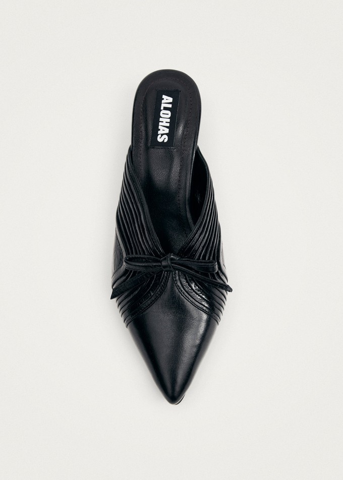 Gayle Black Leather Mules from Alohas