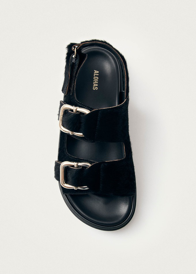 Harper Soft Black Leather Sandals from Alohas