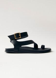 Myles Black Leather Sandals via Alohas