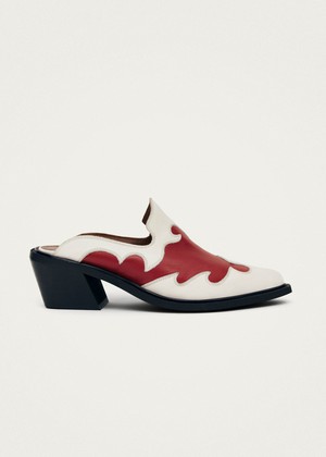 Weston Bicolor Red Cream Leather Mules from Alohas