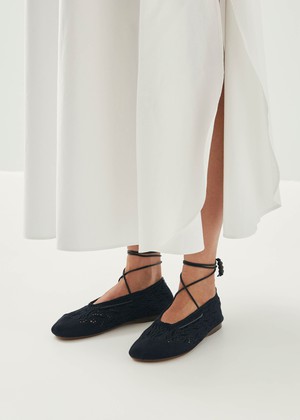 Rosemary Crochet Black Ballet Flats from Alohas